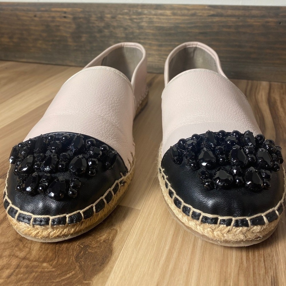 Circus by Sam Edelman Loretta Embellished Espadrille Flats Pink Black Beaded 8.5 - Picture 2 of 7